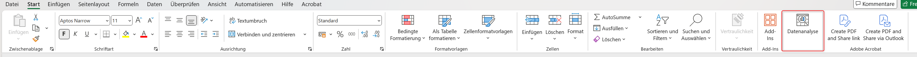 Datenanalyse KI-Funktion in Excel