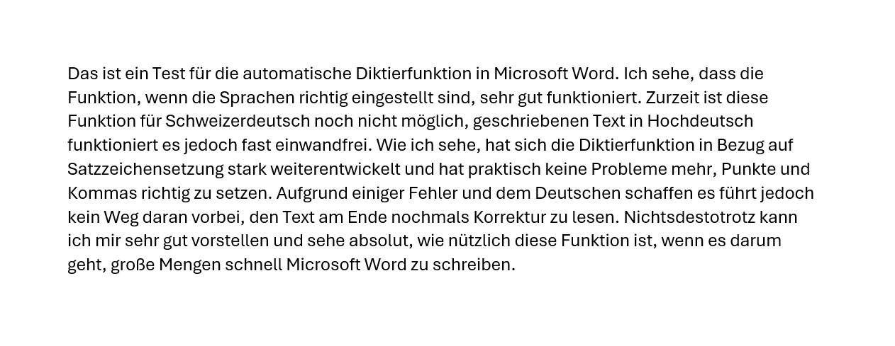 diktierter Text in Microsoft Word