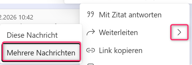 Nachrichten weiterleiten in Microsoft Teams