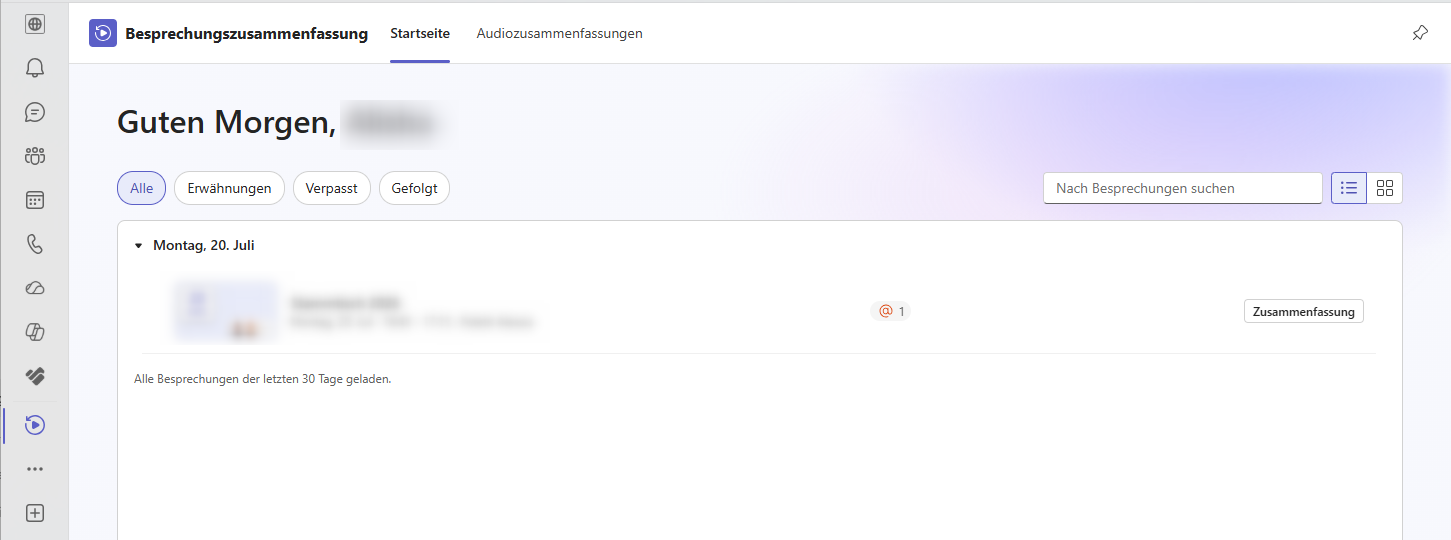 Besprechungszusammenfassungen in Microsoft Teams