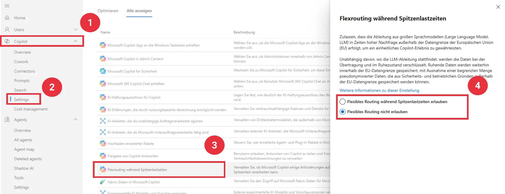 Copilot Privacy Policy: Configure Flex Routing in the Admin Center